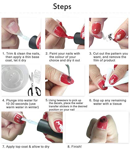 CINEEN 50 Sheets 3D Nail Sticker Nail Art Sticker Manicure Attractive Black + White + Colorful Fashion Accessories…