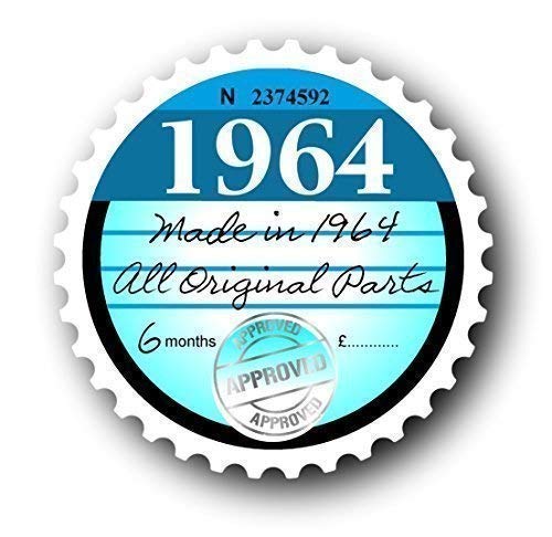 Sticar-it Ltd Retro 1964 Tax Disc Replacement Classic Vintage Vinyl Car Sticker Decal Badge 75x75mm approx.