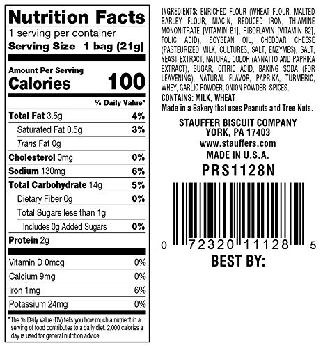 Stauffer's Baked Cheddar Whale Cheese Cracker Snack Packs, .75 Ounces each (Set of 20)