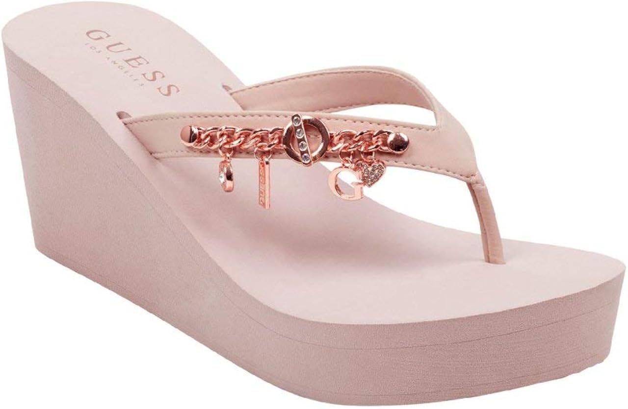 GUESS Factory Women's Scout Wedge Flip Flops Light Pink