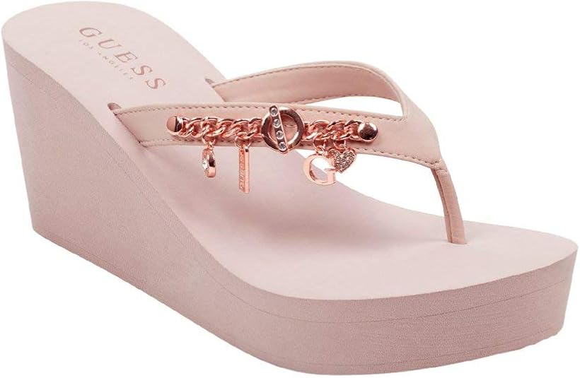 Amazon.com | GUESS Factory Women's Scout Wedge Flip Flops Light Pink | Flip-Flops