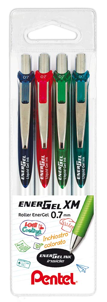 Pentel BL77 Energel XM 0.7mm Snap 4pcs (Pink, Dark Blue, Turquoise, Light Green)