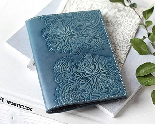 Leather Passport Cover Holder Case For Women - Teal Blue Personalized Passport Cover