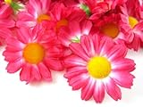 (24) Silk Hot Pink Gerbera Daisy Flower Heads , Gerber Daisies - 1.75