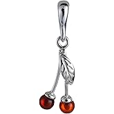 Amber Jewelry for Women - Sterling Silver and Baltic Amber Cherries Pendant, Includes 925 Sterling Silver Chain - Sterling Silver Jewelry Collection, made in Poland