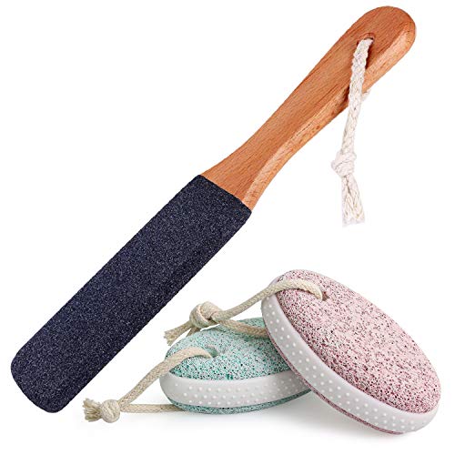 Foot File Wooden and Pumice Stone for Feet Kit, Foot Rasp Pedicure