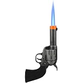 Revolver-Style Torch Lighter &ndash; Single Jet Flame Refillable Windproof Torch for Candles, Camping &amp; Collectibles (NO Fuel Included)