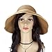 Beautyer Women's Wide Brim Roll Up Floppy Beach Straw Sun Hat Visor Cap (Navy & Khaki)