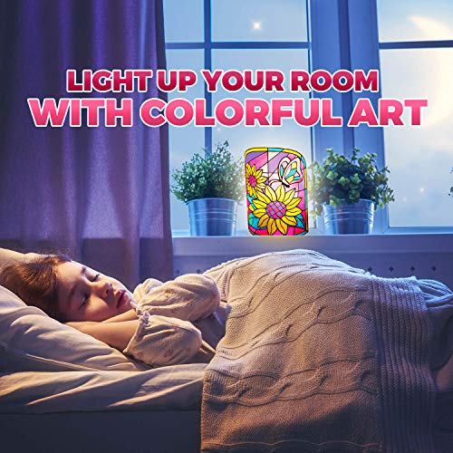 Kids Lamp DIY Kit - Make Stained Glass Nightlight with Window Paint and Circuit - Educational Arts and Crafts for Girls and Boys Ages 6 7 8 9 10 Year Old - Family Fun Activities and Children Gift - Thumbnail 4