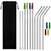 Set of 8 Stainless Steel Straws Ultra Long 10.5
