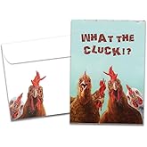 Tree-Free Greetings "What the Cluck" Funny Chicken Birthday Card - 1 Recycled 5x7 Card & Matching Envelope, Thick Cardstock, Made in USA - Sustainable & Funny Farm Animal Theme