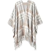 Beautiful Nomad Women's Retro Style Poncho Cape Boho Shawl Wraps Ruana Printed Tassel Cardigan for Spring Fall Winter