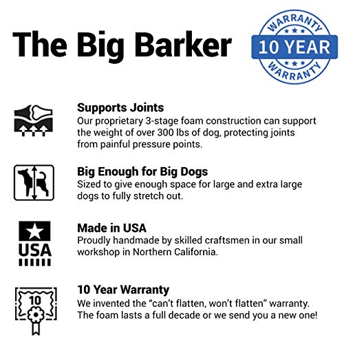 Big Barker 7" Orthopedic Dog Bed with Pillow-Top (Headrest Edition) (Certified Refurbished)