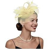 SOMEITIA Fascinator Hat for Women Tea Party Feather Flower Headwear Ribbon Mesh Veil Headband Hair Clip for Wedding Cocktail