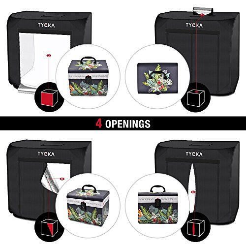 TYCKA Photo Studio Box, 24"X24"X24"Portable Folding Professional Photography Tent with 2 LED Light Strips and 3 Backdrops (Black, White, Beige) - Thumbnail 2