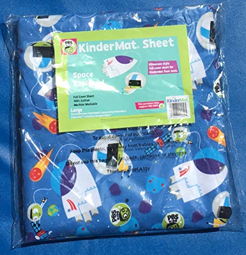 KinderMat PBS Kids Full Cover Sheet, Pillowcase Style Sheet Fits Rainbow Designer, Daydreamer, Heavy-Duty, and Enduro, 100% Cotton Flannel, Space Explorer, Large - Thumbnail 3