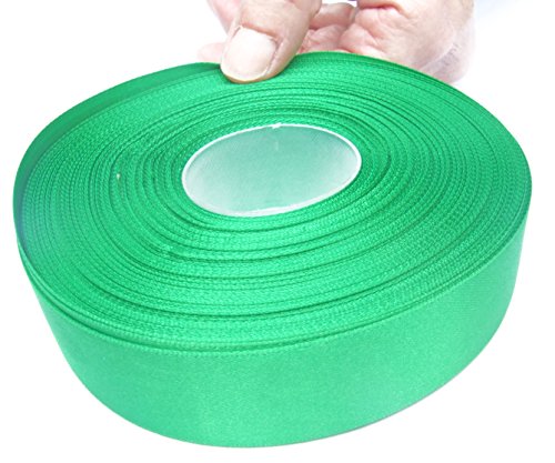 Green Satin Ribbon. High End Double Face Spool. 1 Inch 50 Yards Roll by Drency Ribbons