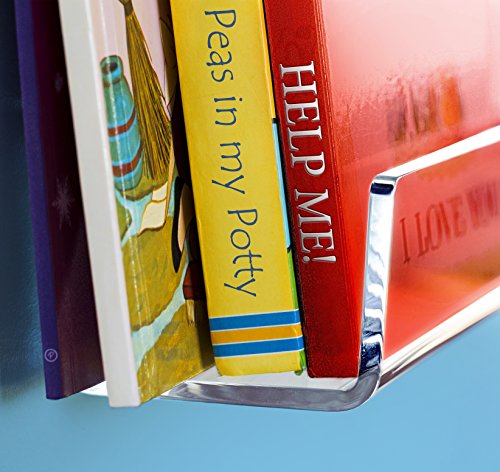 CLOUDZERO Unbreakable Premium Acrylic Floating Bookshelf - Wall Mounted Shelf 38 inch - Invisible Wall Book Shelves for Kids 1/4 inch Thick | 26 or 38 Inches | Free Book & Hardware incl