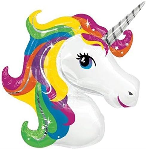 4 X Unicorn Head Helium Foil Balloon Supershape 38" X 38"