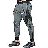 EU Men's Joggers Pants Gym Workout Pant Running Trousers with Pockes Large Dark Grey