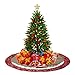 D-FantiX Christmas Decorations, 48-Inch Large Santa Christmas Tree Skirt with Red Floral Rim