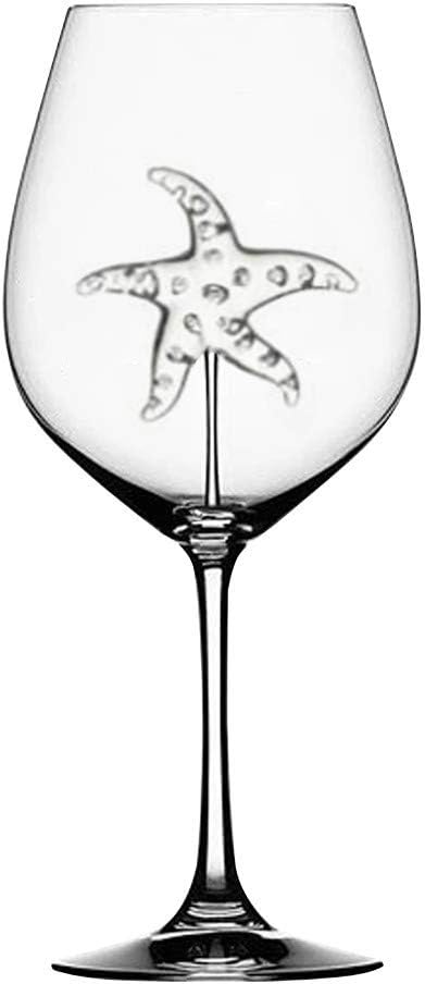 Yuege Christmas Party Goblet Novelty Italian Red Wine Glasses with Animal Inside Creative Goblet Crystal Clear Glass Classic White Wine Glass Perfect for Xmas Homes Bars (Sea Star, 1 pc)