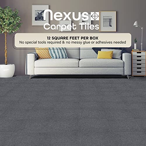 Nexus Self Adhesive 12Inch Carpet Floor Tiles, 12 Tiles 12" x 12