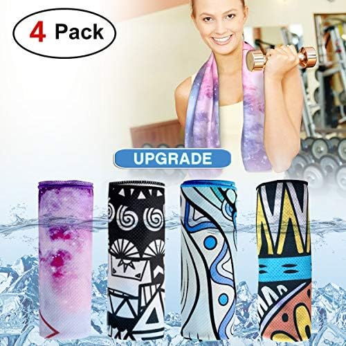 DARUNAXY 4pack Evaporative Cooling Towels 40"x12", Snap Cooling Towels for Sports, Workout, Fitness, Gym, Yoga, Pilates, Travel, Camping and More (Mix Pattern)
