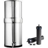 Boroux Legacy Gravity-Fed Countertop Stainless Steel Water Filter System | 3 Gallons with 2 Authentic Black Foundation. Filters