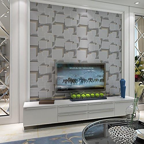 LongYu 4D wallpaper three-dimensional square deerskin cashmere wallpaper modern minimalist embossed non-woven TV background wall Buy three Get One Free (Color : Gray)