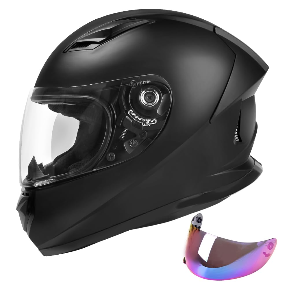 Photo 1 of JAGASOL DOT Lightweight Full Face Motorcycle Street Bike Helmets with Extra Tinted Visor for Adults Men and Women, DOT Approved(Matte Black,S)