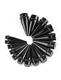 CABBE KALLO - Juego de 32 dilatadores para oreja (acrílico, acero quirúrgico, 00G-0.945 in)