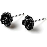 Black Rose Flower Stud Earrings