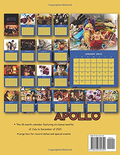 Amazon Com One Piece Calendar 22 18 Monthly Calendar With Large Grid For Planner Lionel Eugene Books