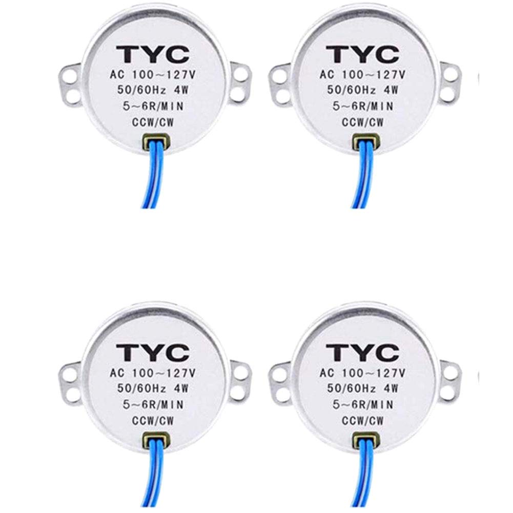 5-6RPM, Electric Motor Synchronous Motor Turntable Synchron Motor 100-127V AC 50/60Hz 4W CCW/CW Direction for Hand-Made, School Project, Model or Guide Motor (4 Pack)