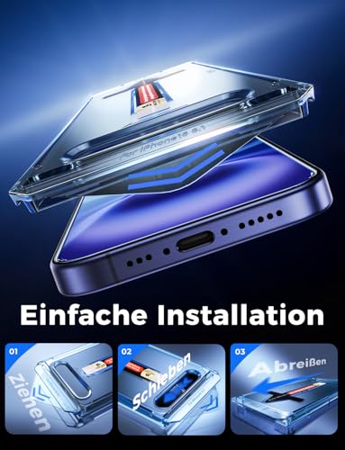 MAGIC JOHN Pack of 2 Protective Glass for iPhone 16 (6.1 Inch), Auto Dust Elimination, 9H Hardness Film, Ultra Clear Screen Protector, Bubble-Free, Easy Installation