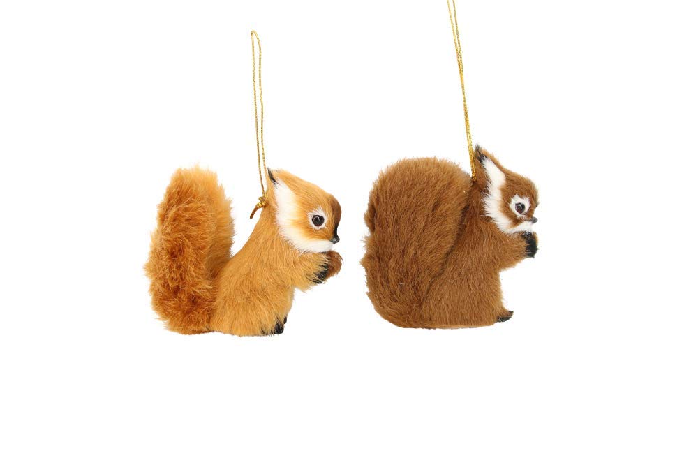 Gisela Graham Fur Fir Red Squirrel Tree Decoration Set of 2 Assorted