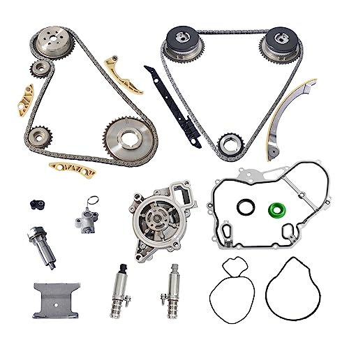 Timing Chain Kit with Water Pump VCT Solenoid Actuator Gears Guide Rail Sprocket for GM Terrain