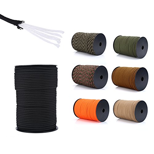 Dilwe Parachute Cord, 550 Reflective Multiple Colors 9 Strand Core 100m Paracord Ropes for Survival Camping Climbing(Khaki)