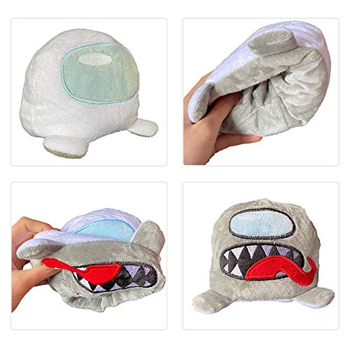 Miajin Reversible Plushie Toys, Double-Sided Flip Reversible Stuffed Animals Doll for Game Fans (White to Gray)