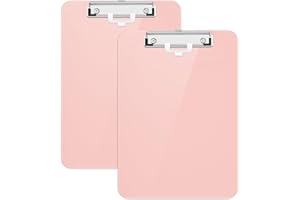 Hongri Plastic Clipboard with Pen Holder, Pink 8.5x11 Letter Size Clip Board for Classroom, Office, Students, Nurses and Wome