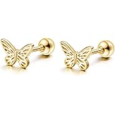 Gold Stud Earrings 925 Sterling Silver 18K Gold Plated Cubic Zirconia Screw Back Cute Hypoallergenic for Women Jewelry Valentine's Day Gift