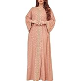 FPOVFPO Women's Muslim Abaya One-Piece V Neck Bronzing Dress Islamic Full Length Kaftan Daily Casual