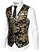 ZEROYAA Mens Hipster Metallic Paisley Printed Single Breasted V-Neck Suit Vest/Tuxedo Waistcoat