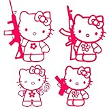 Hello Kitty Gun Rights Sticker 2nd Amendment Sticker 4-Pack - HOT PINK