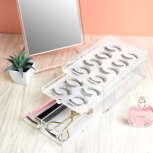 Ikee Design Acrylic False Eyelashes Holder & Makeup Tools Storage Drawer