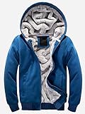 Hanxue Men's Winter Warm Full Zip Eco Sherpa Fleece Hoodie Jackets