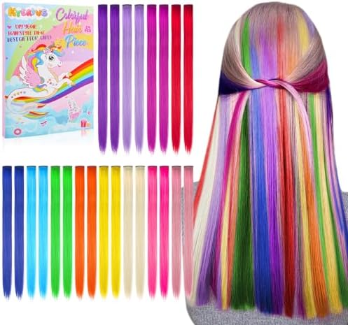 Kyerivs Colored Clip in Hair Extensions for Girls 24PCS 20Inch