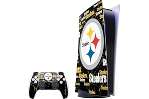 Skinit Decal Gaming Skin Compatible with PS5 Bundle - Officially Licensed NFL Pittsburgh Steelers Black Blast Design