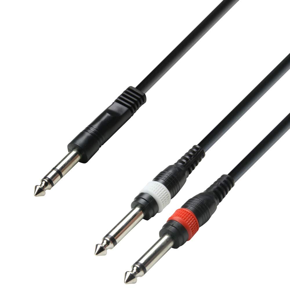 Adam Hall 3 Star Series 3m 6.3mm Jack Stereo to 2x 6.3 Jack Mono Audio Cable